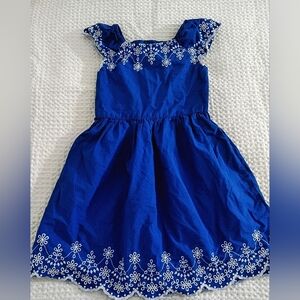 Gymboree Blue Dress with White Floral Embroidery